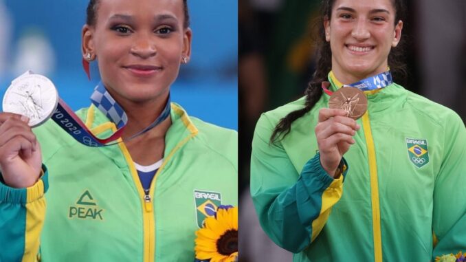 Rayssa Leal Rebeca Andrade e Mayra - Reprodução: Google Rayssa Leal Rebeca Andrade e Mayra - Reprodução: Google